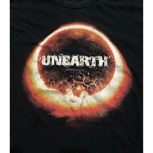 Unearth Mens XL Extenction(s) Heavy Metal Band Tee T Shirt Black - Picture 2 of 5